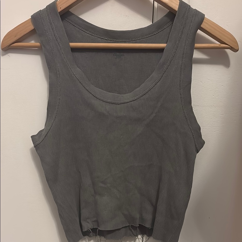 Brandy Melville Connor Dark Gray Ribbed Tank Top